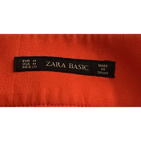 New Zara Red Wide Leg Stretch Culottes Crop Pants Trousers - Made in Spain - Picture 6 of 7